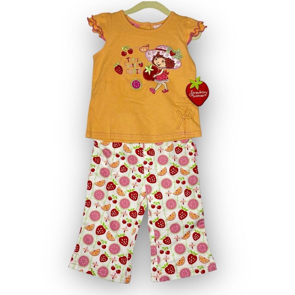 Vintage Y2K Strawberry Shortcake Tutti Girls Outfit Toddler Shirt Pants 3T NWT